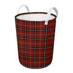 Xmas Scottish Tartan Pattern Print Round Laundry Basket