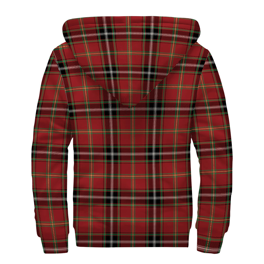 Xmas Scottish Tartan Pattern Print Sherpa Lined Zip Up Hoodie