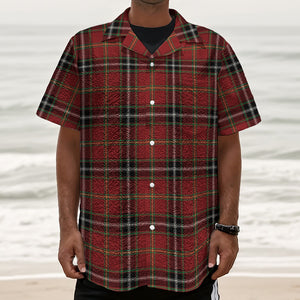 Xmas Scottish Tartan Pattern Print Textured Short Sleeve Shirt