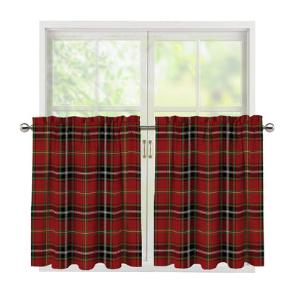 Xmas Scottish Tartan Pattern Print Tier Curtains