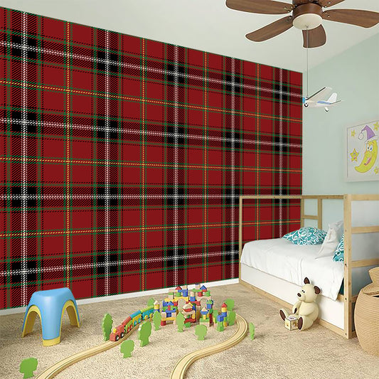 Xmas Scottish Tartan Pattern Print Wall Sticker