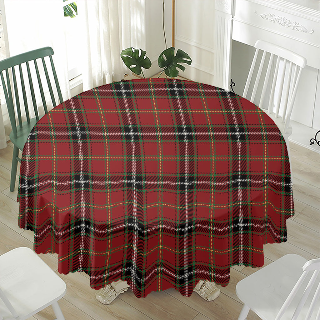 Xmas Scottish Tartan Pattern Print Waterproof Round Tablecloth