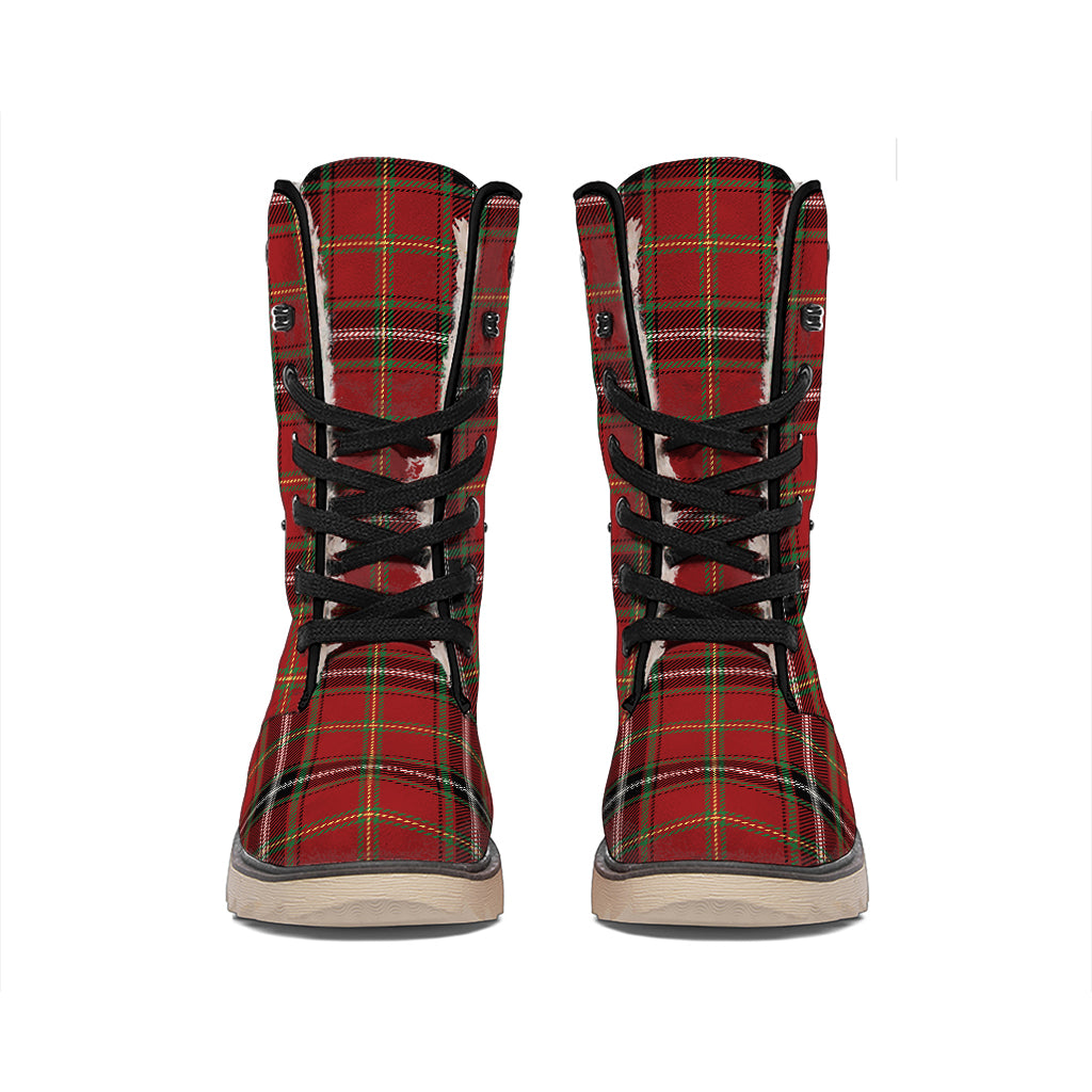 Xmas Scottish Tartan Pattern Print Winter Boots
