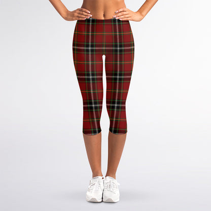 Xmas Scottish Tartan Pattern Print Women's Capri Leggings