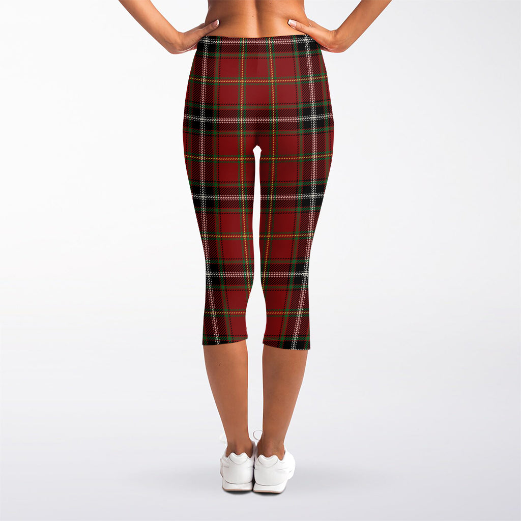 Xmas Scottish Tartan Pattern Print Women's Capri Leggings