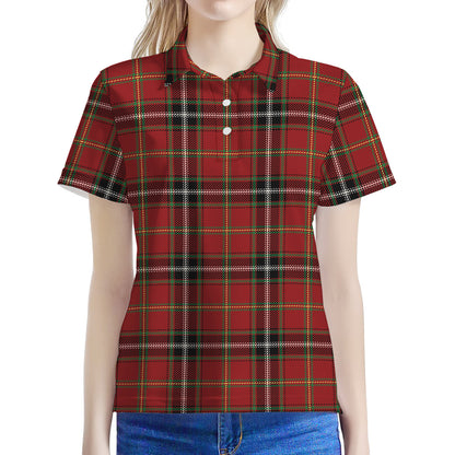 Xmas Scottish Tartan Pattern Print Women's Polo Shirt