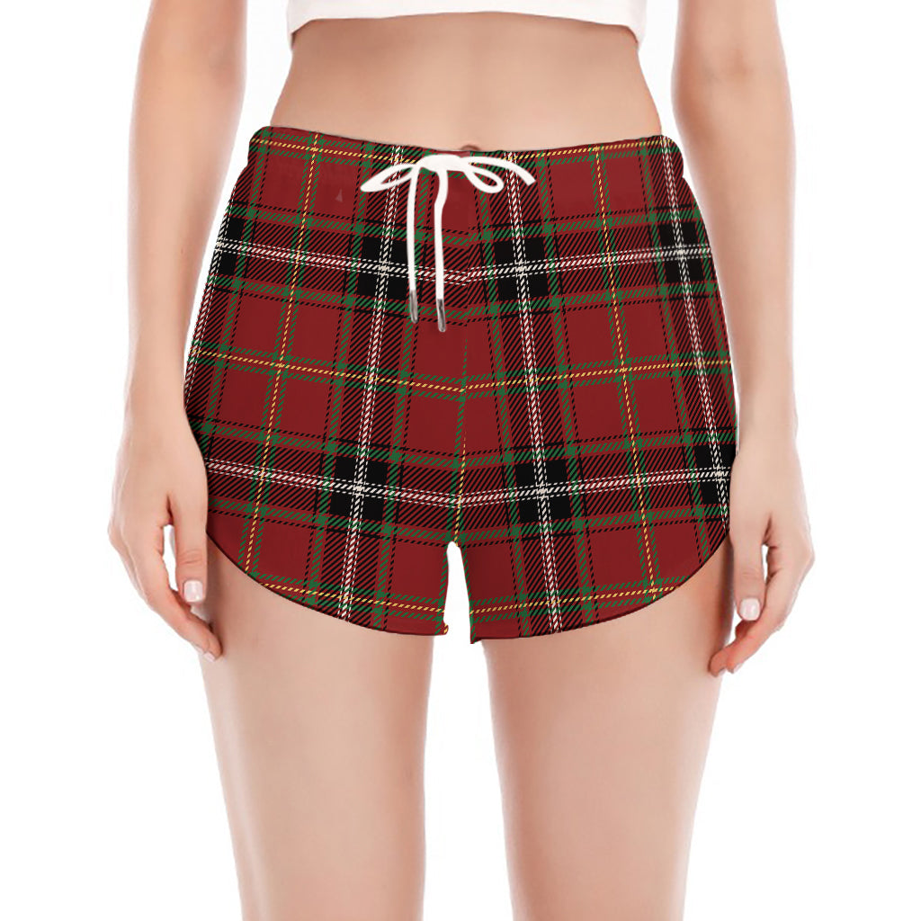 Xmas Scottish Tartan Pattern Print Women's Split Running Shorts