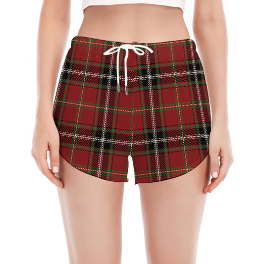 Xmas Scottish Tartan Pattern Print Women's Split Running Shorts