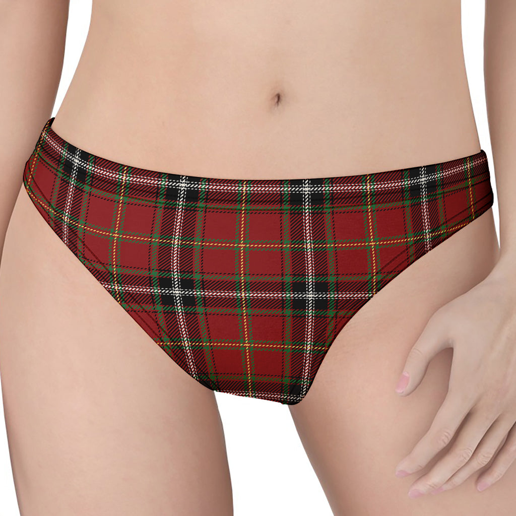 Xmas Scottish Tartan Pattern Print Women's Thong