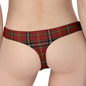 Xmas Scottish Tartan Pattern Print Women's Thong