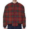 Xmas Scottish Tartan Pattern Print Zip Sleeve Bomber Jacket