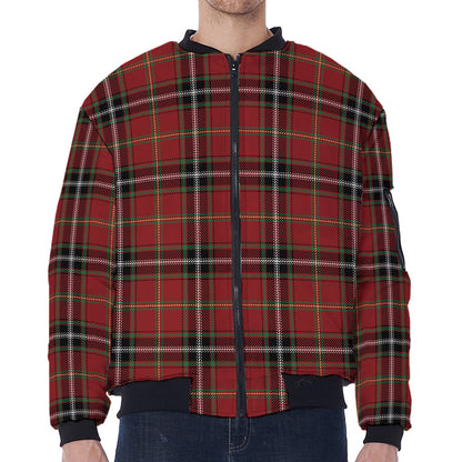 Xmas Scottish Tartan Pattern Print Zip Sleeve Bomber Jacket