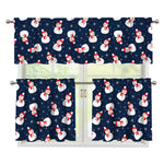 Xmas Snowman Pattern Print 3 Piece Kitchen Curtains
