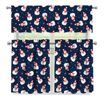Xmas Snowman Pattern Print 3 Piece Kitchen Curtains