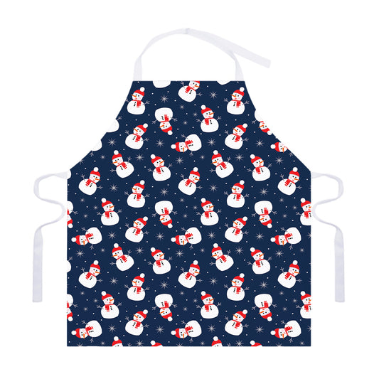 Xmas Snowman Pattern Print Adjustable Apron