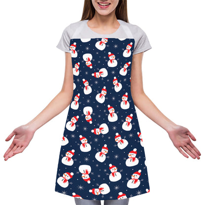 Xmas Snowman Pattern Print Adjustable Apron