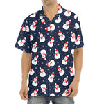 Xmas Snowman Pattern Print Aloha Shirt