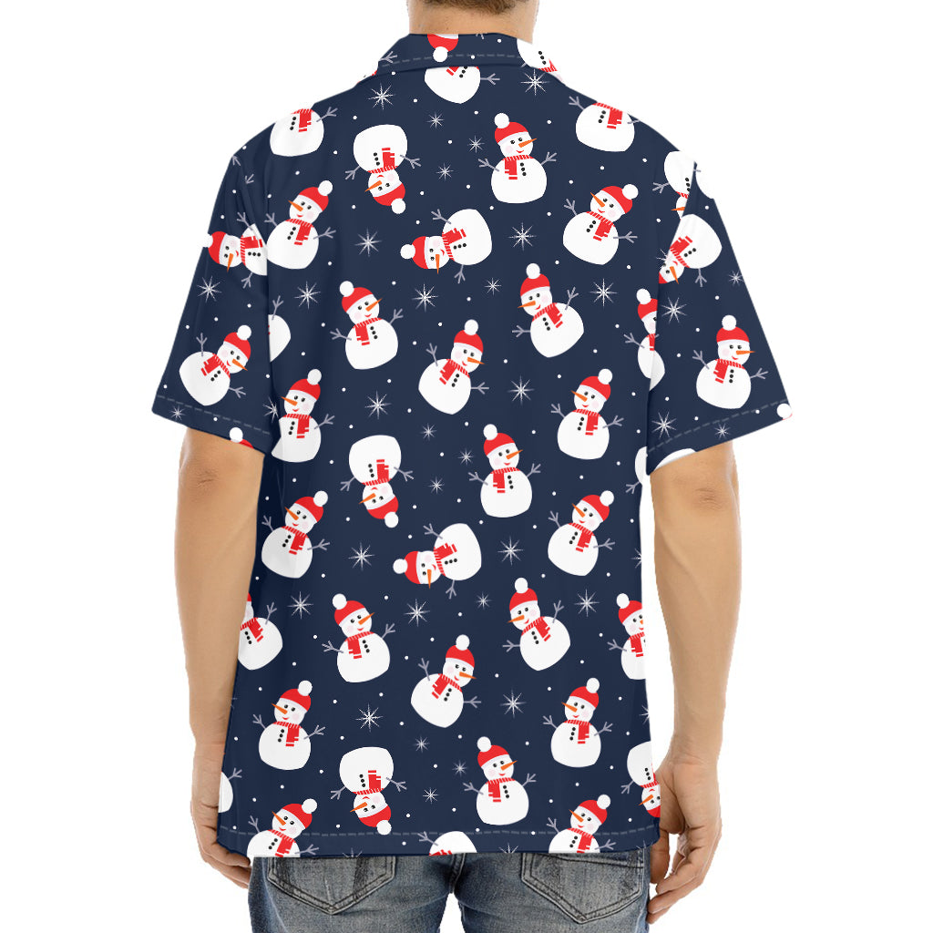 Xmas Snowman Pattern Print Aloha Shirt