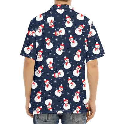 Xmas Snowman Pattern Print Aloha Shirt