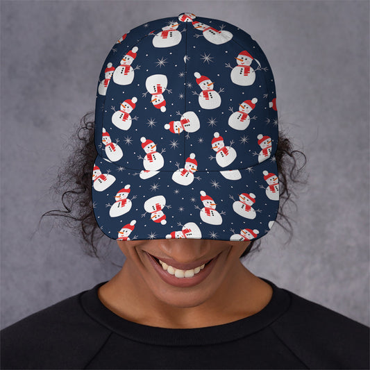 Xmas Snowman Pattern Print Baseball Cap