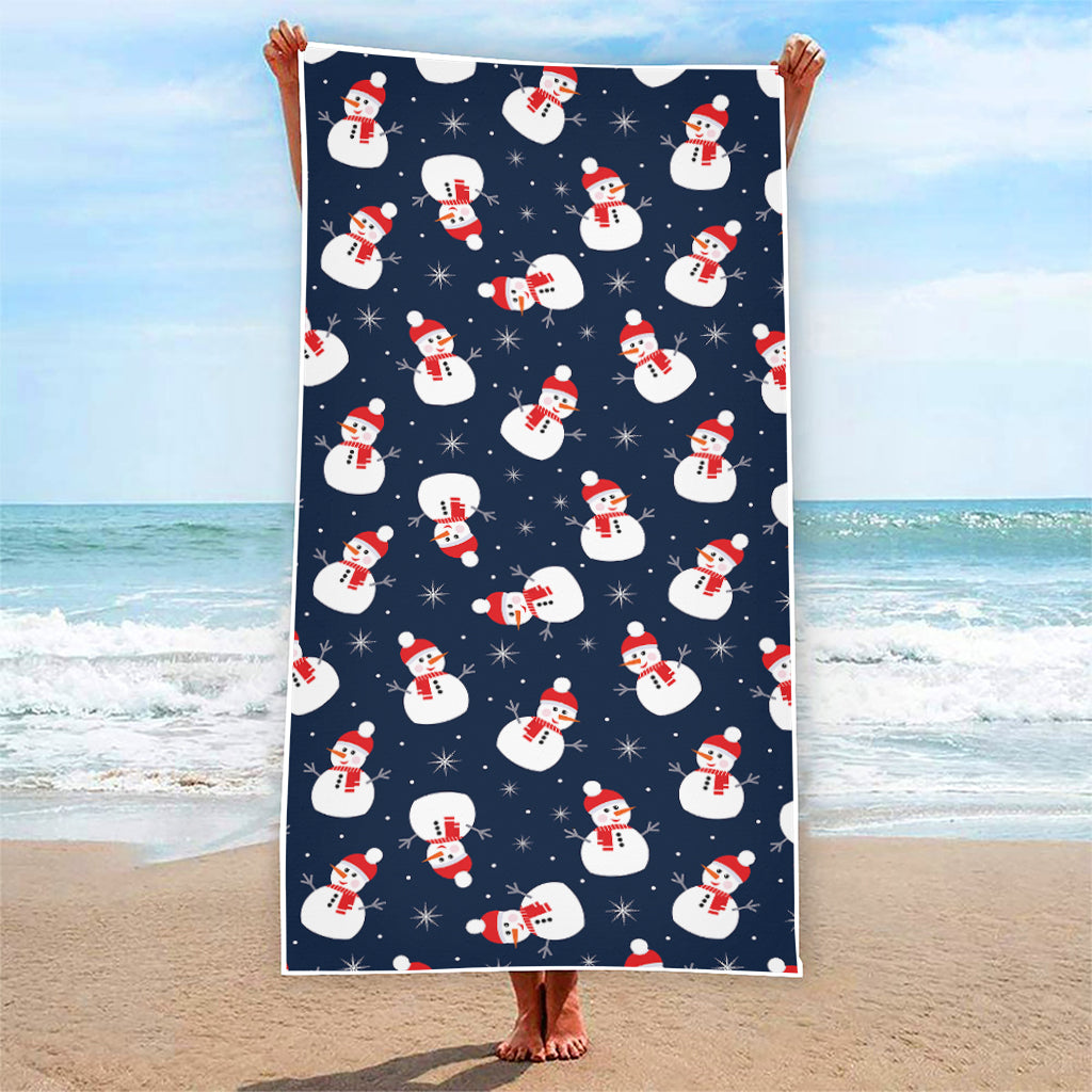 Xmas Snowman Pattern Print Beach Towel