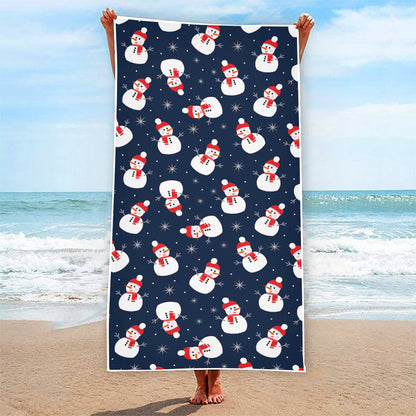 Xmas Snowman Pattern Print Beach Towel