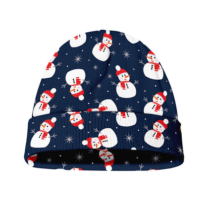 Xmas Snowman Pattern Print Beanie