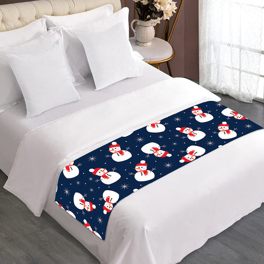 Xmas Snowman Pattern Print Bed Runner