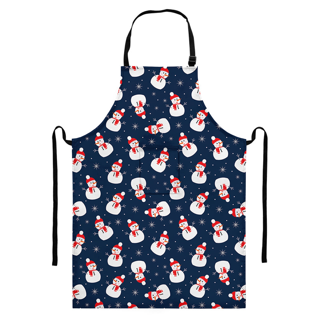 Xmas Snowman Pattern Print Bib Apron With Pocket