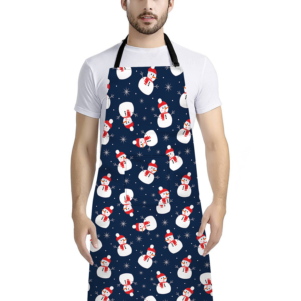 Xmas Snowman Pattern Print Bib Apron With Pocket
