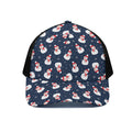 Xmas Snowman Pattern Print Black Mesh Trucker Hat