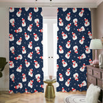 Xmas Snowman Pattern Print Blackout Pencil Pleat Curtains