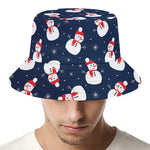 Xmas Snowman Pattern Print Bucket Hat