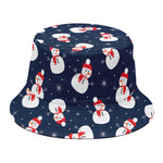 Xmas Snowman Pattern Print Bucket Hat