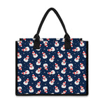 Xmas Snowman Pattern Print Canvas Tote Bag