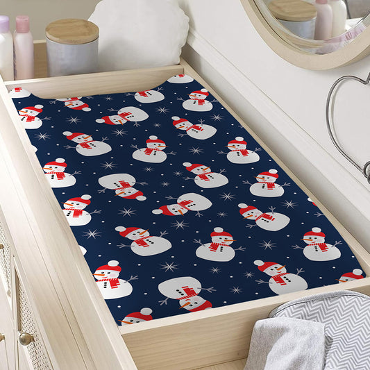 Xmas Snowman Pattern Print Changing Pad Cover