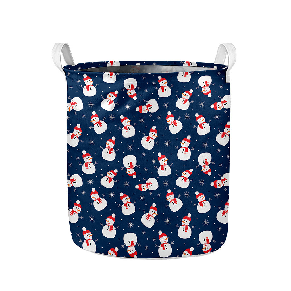 Xmas Snowman Pattern Print Collapsible Laundry Basket