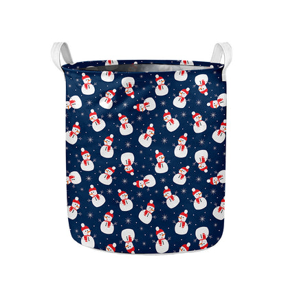 Xmas Snowman Pattern Print Collapsible Laundry Basket