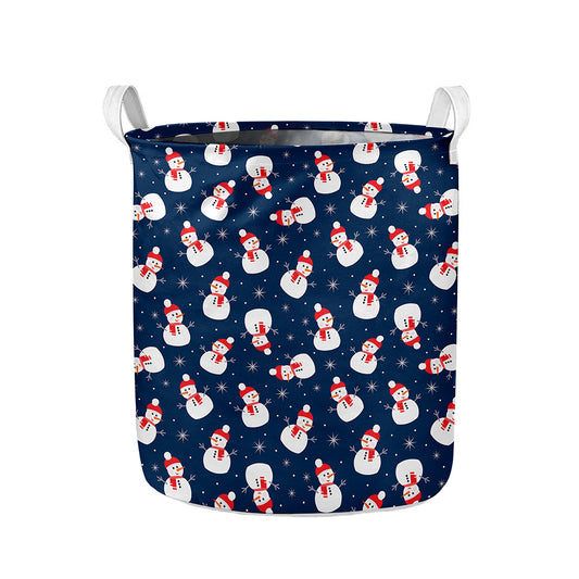 Xmas Snowman Pattern Print Collapsible Laundry Basket