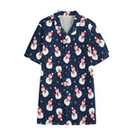 Xmas Snowman Pattern Print Cotton Hawaiian Shirt