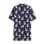 Xmas Snowman Pattern Print Cotton Hawaiian Shirt
