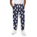 Xmas Snowman Pattern Print Cotton Sweatpants