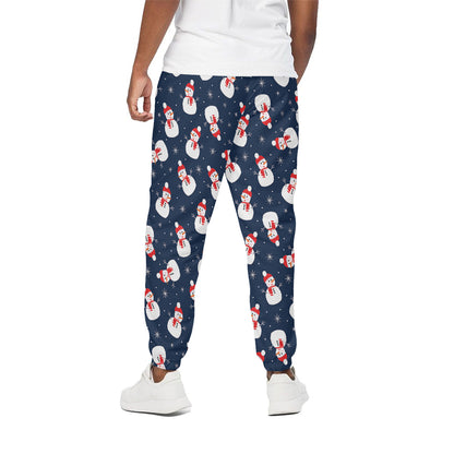 Xmas Snowman Pattern Print Cotton Pants