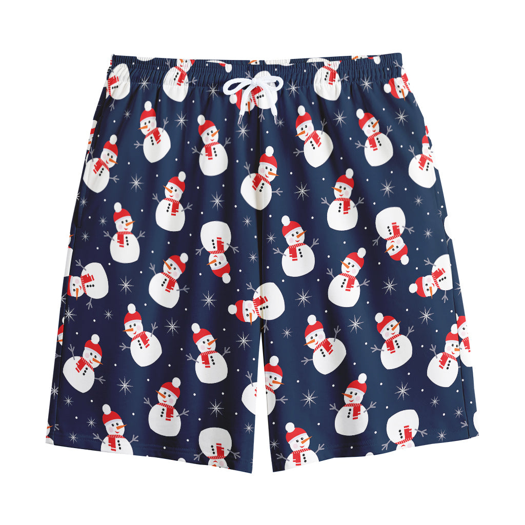 Xmas Snowman Pattern Print Cotton Shorts