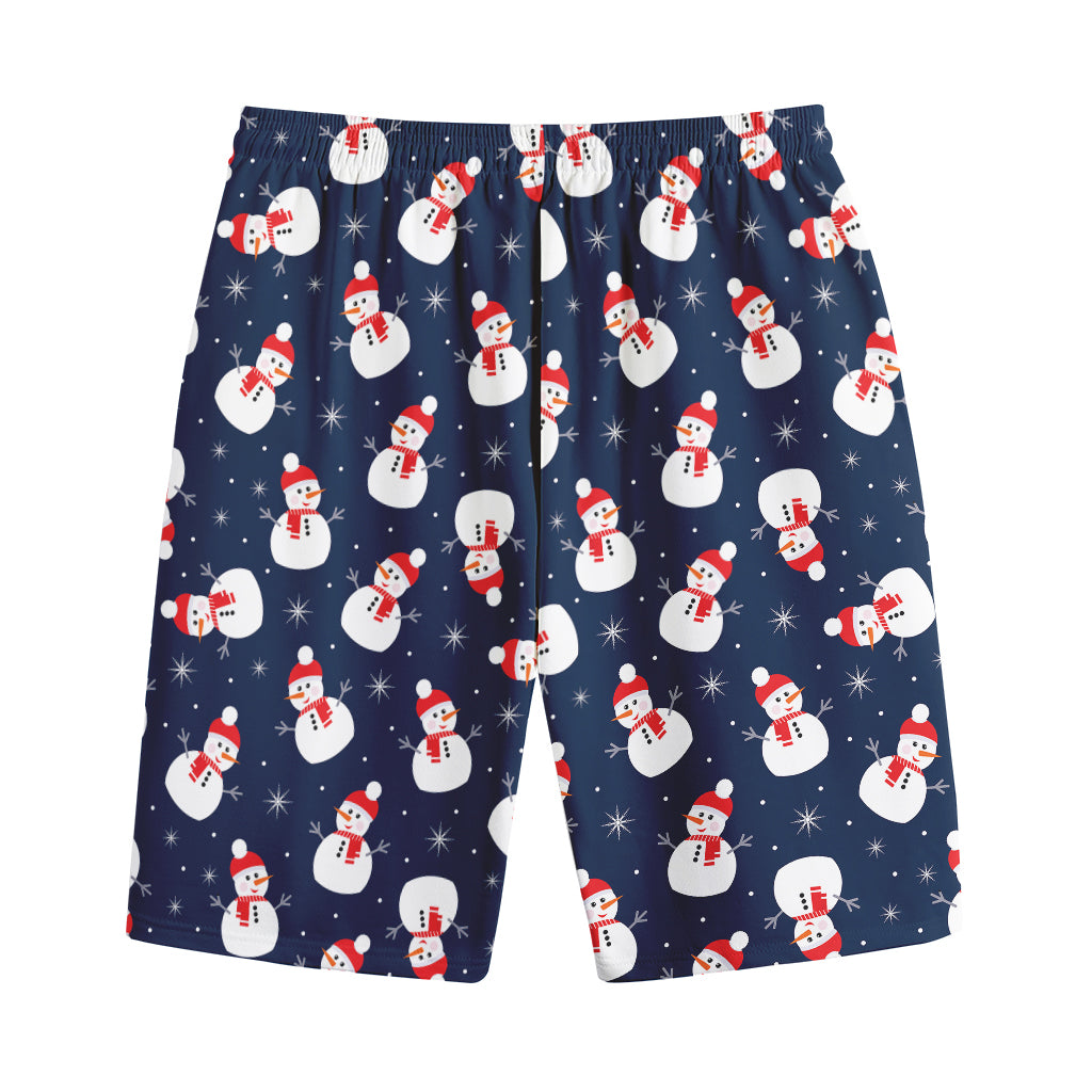 Xmas Snowman Pattern Print Cotton Shorts