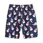 Xmas Snowman Pattern Print Cotton Shorts