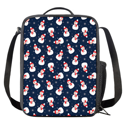 Xmas Snowman Pattern Print Crossbody Lunch Bag