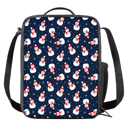 Xmas Snowman Pattern Print Crossbody Lunch Bag