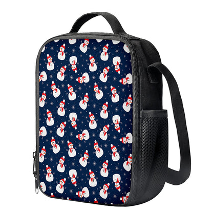 Xmas Snowman Pattern Print Crossbody Lunch Bag
