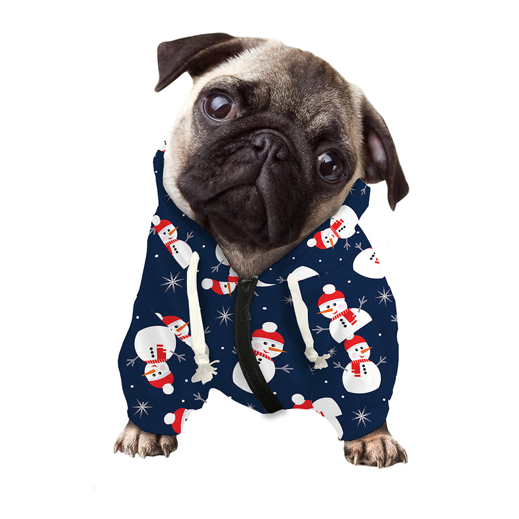 Xmas Snowman Pattern Print Dog Zip Up Hoodie